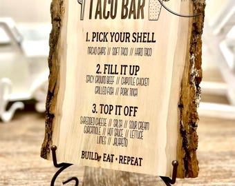 Taco Bar Menu | Taco Bar Decor | Taco Bar Sign | Rustic Taco Bar Menu
