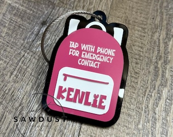 Personalized NFC Backpack Tag for Kids – Emergency Contact Smart Tag – Custom Acrylic Bag Tag – Scannable Safety ID – School & Travel Access