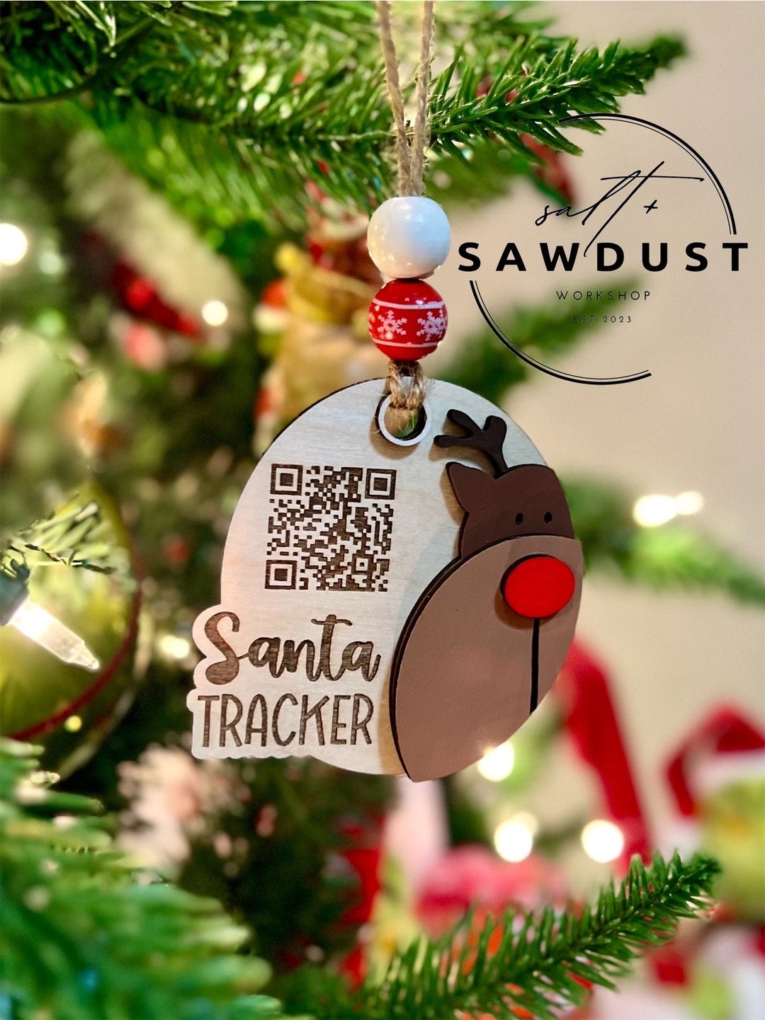 Reindeer Santa Tracker, QR Code Ornament, NORAD Tracker, Super Easy to