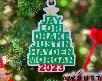 Personalized Family Ornament, Family Names, Names Ornament, Christmas Tree Names