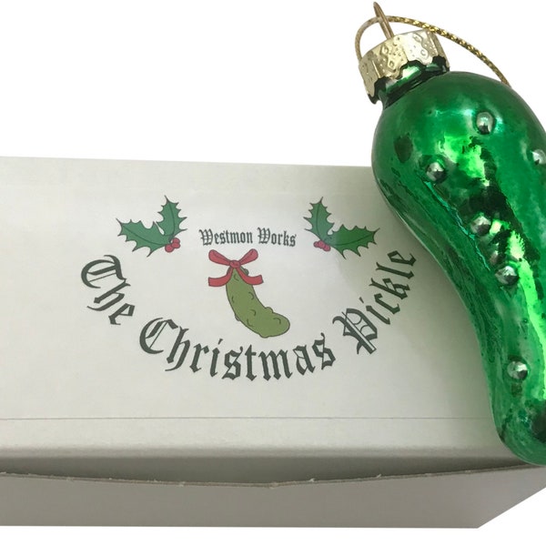 Christmas Pickle Ornament German Tradition Blown Glass Tree Decoration by Westmon Works Gift Boxed