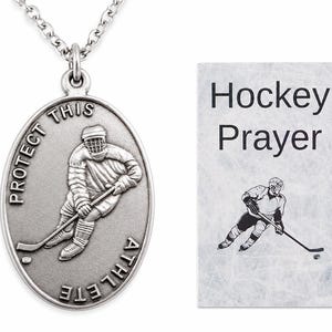アクセサリー ATHLETE / AMBASSADOR APPRECIATION SALE Hockey Pewter Medal Necklace With St Sebastian Stainless Steel