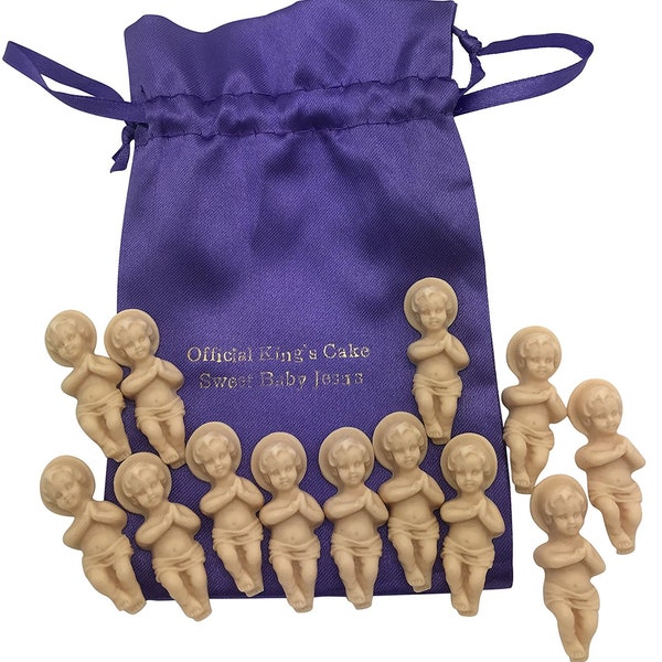 Kings Cake Babies Bakers Dozen Set with Gift Bag and Thirteen Sweet Baby Jesus Figurines by Westmon Works