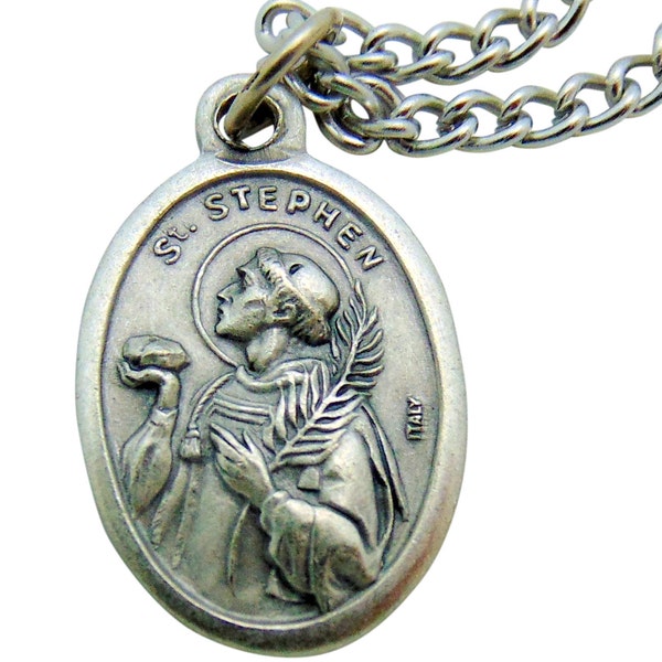 St Stephen Medal 3/4" Pendant w/ 24" Endless Chain