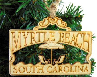 Myrtle Beach Ornament Wooden Christmas Tree Decoration Gift Boxed