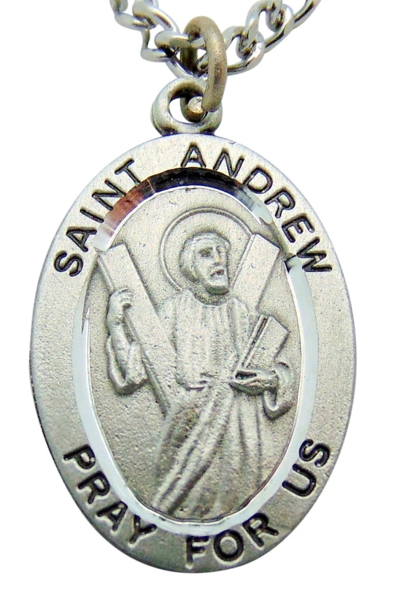 Pewter Medal and Stainless Steel Chain Chain /& Prayer Card St George Medal