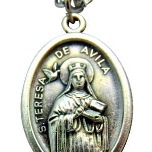 St Teresa De Avila Medal 3/4&quot; Pendant w/ 24&quot; Stainless Steel Chain