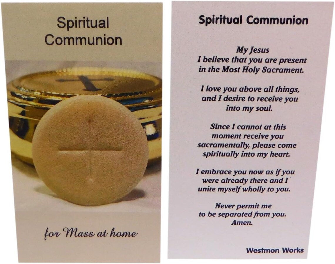 Spiritual Communion Holy Card Catholic Mass Prayer Bulk Pack Bundle for ...