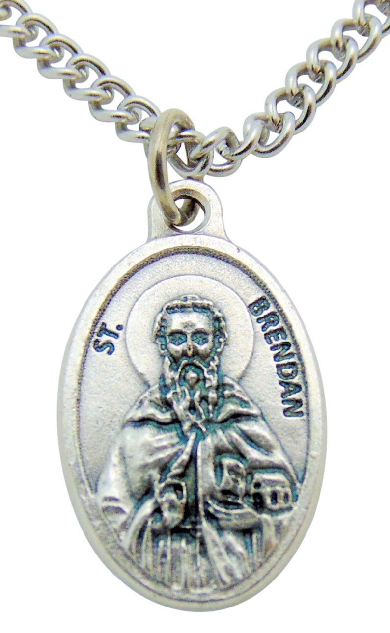 St Brendan Medal 3/4 Metal Saint Pendant W/ 24 Inch Etsy