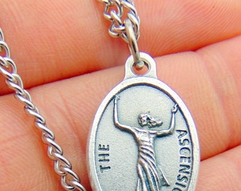 The Ascension of Jesus Medal Pendant w/ Stainless Steel Endless Chain