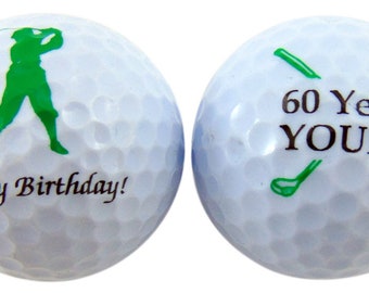 Happy 60th Birthday Golf Ball Gift Pack Sixty Years Young, Set of 2 Balls