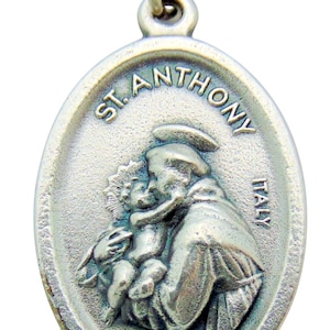 St Anthony Medal 3/4" Pendant w/ 24" Endless Stainless Steel Chain
