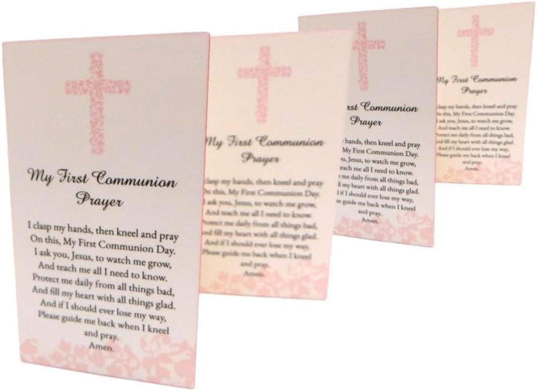 Girls First Communion Prayer Card Bundle, Pink Cross, Set of 10 - Etsy