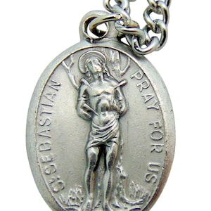 St Sebastian Medal 3/4" Pendant w/ 24" Chain