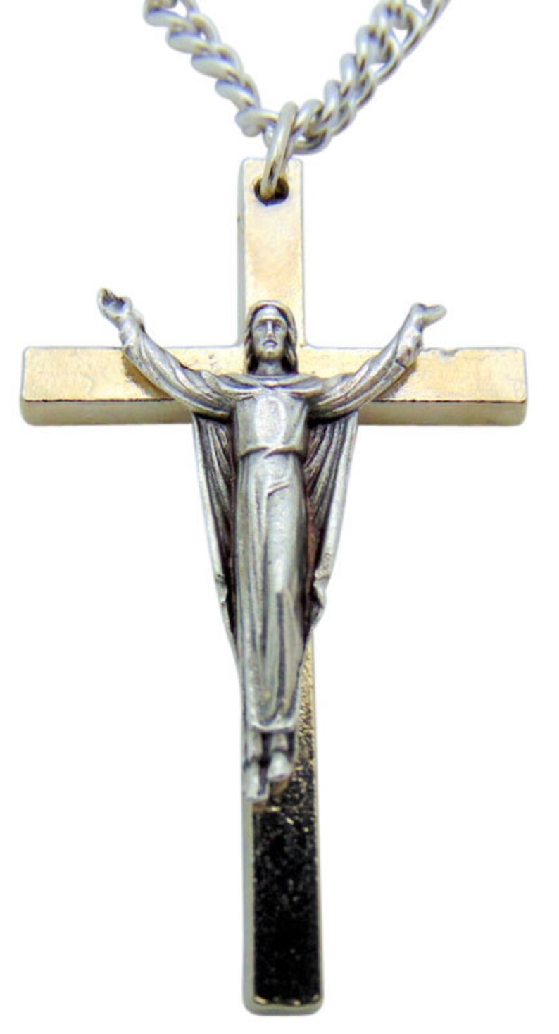 Risen Christ Mens Crucifix 1 3/4 Inch Long Metal Pendant With Etsy