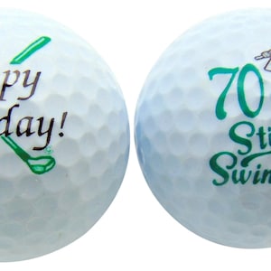 Set of 2 Happy 70th Birthday 70 and Still Swinging Gift Packed Golf Balls for Golfers