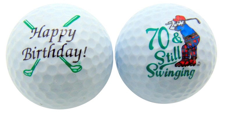 Set of 2 Happy 70th Birthday 70 and Still Swinging Gift Packed Golf Balls for Golfers image 1