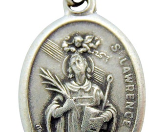 St Lawrence Medal 3/4" Pendant w/ 24" Stainless Steel Chain