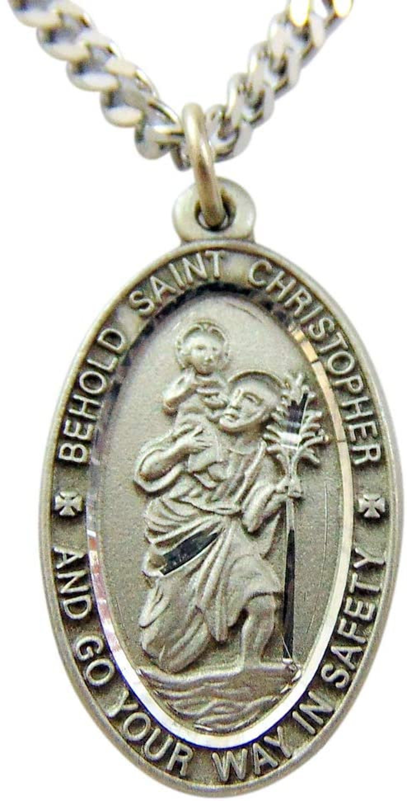 St Christopher Pewter Medal Saint Gift Set with Holy Prayer Etsy