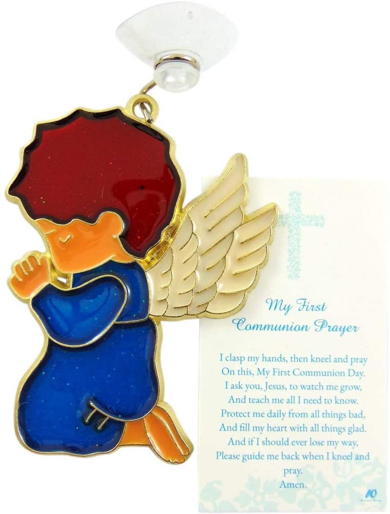 Boy Angel Suncatcher First Communion Gift Set with Holy Card Boy Angel Suncatcher First Communion Gift Set with Holy Card