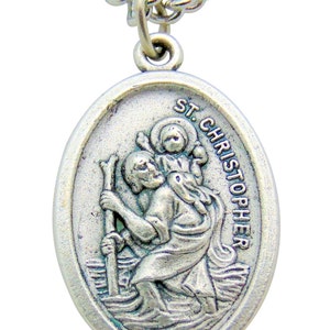 St Christopher Medal 3/4&quot; Pendant w/ 24&quot; Endless Stainless Steel Chain