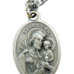 St Joseph Medal 3/4&quot; Pendant w/ 24&quot; Endless Chain