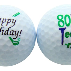 Set of 2 Happy 80th Birthday 80 and Tee-riffic Gift Packed Golf Balls for Golfers