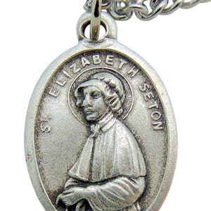 St Elizabeth Seton Medal 3/4&quot; Pendant w/ 24&quot; Chain