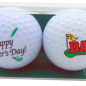 Fathers Day Golf Ball Gift Pack Set of 2 Different Balls for #1 Dad Golfer