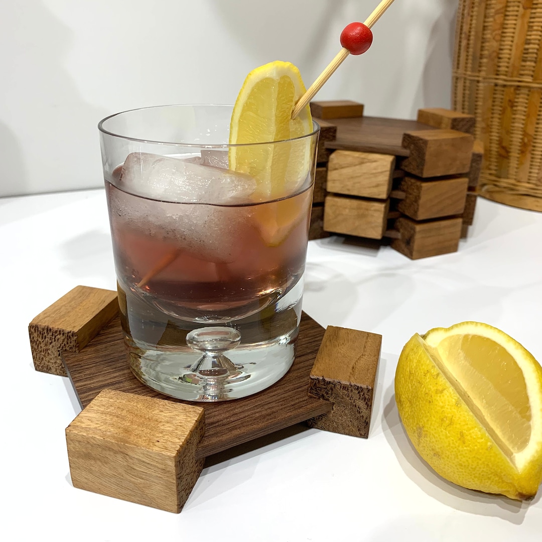 Stackable Coasters Black Walnut Wood Coaster Set, Minimalist Stackable Design - Etsy