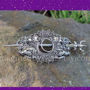 Witchy Hair Cage, Moon Hair Stick, Witch Brooch, witch jewelry, pagan jewelry, celestial pin, gift for her, yule gift, gift for witch,