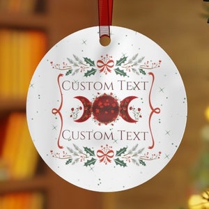 Custom Yule Ornament, Personalized Christmas Ornament, Witch ornament, Yule Tree, personalized witch ornament, Triple Moon, Yule Gift