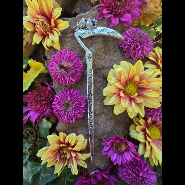 The Brigid, Scythe Hair Stick, Witch Athame, Witch Hair Stick, Sword Hair Stick, Gothic Hair Stick, Moon Hair Stick, Celtic hair accessory