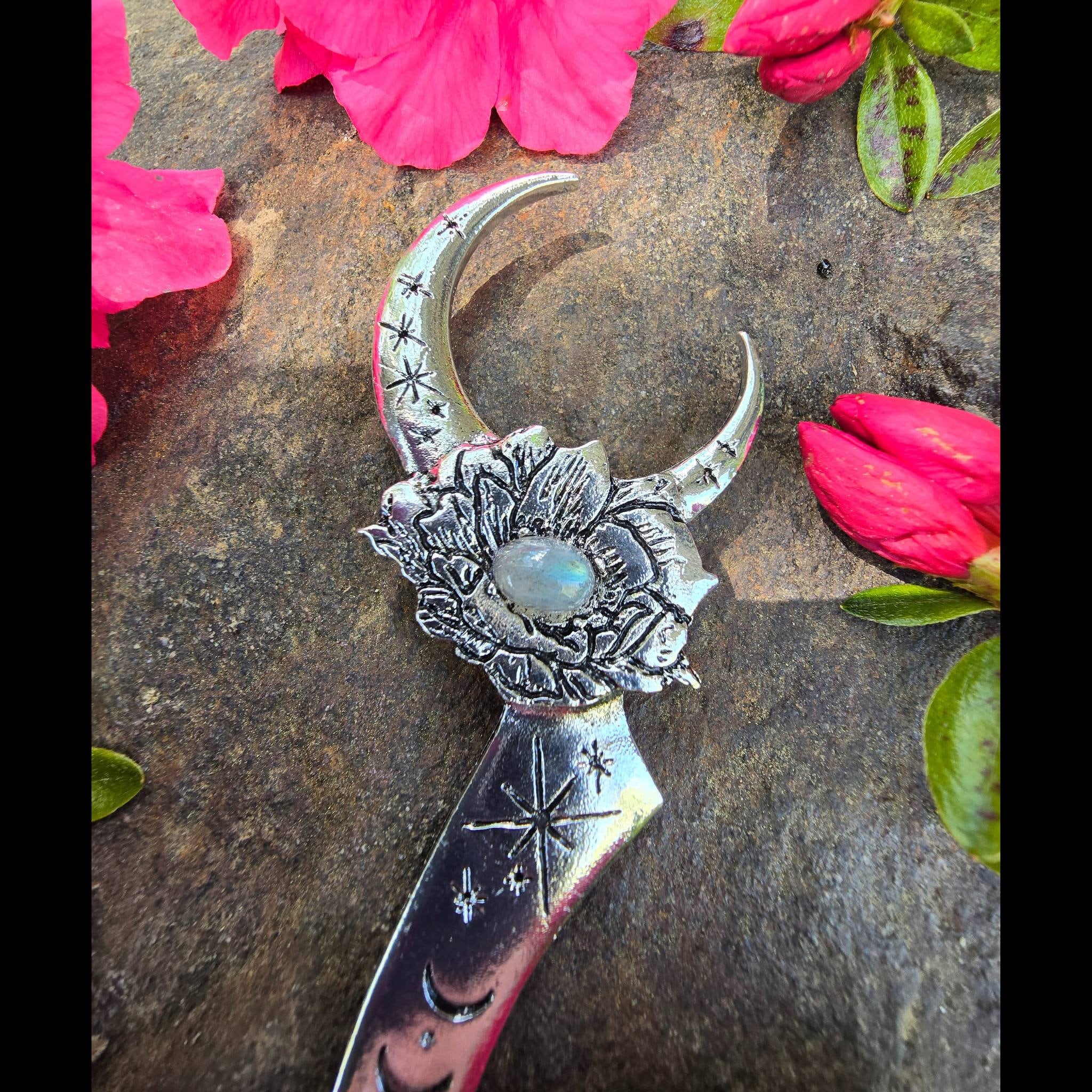 Goddess Selene Hair Dagger, Witch Athame, Witch Hair Stick, Sword Hair Stick, Gothic Hair Stick, Moon Hair Stick, Steam Punk