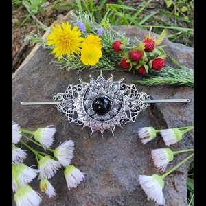 Victorian Moon Hair Cage, Moon Hair Stick, Witch Brooch, witch jewelry, pagan jewelry, celestial pin, Moon Cage, gift for witch,