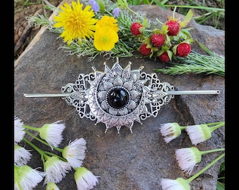 Victorian Moon Hair Cage, Moon Hair Stick, Witch Brooch, witch jewelry, pagan jewelry, celestial pin, Moon Cage, gift for witch,