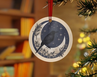 Crow Yule Tree Ornament, Pagan Winter Solstice Decor