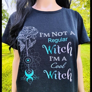 Cool Witch Graphic T-Shirt, Metaphysical Cosmic Flower Design image 3