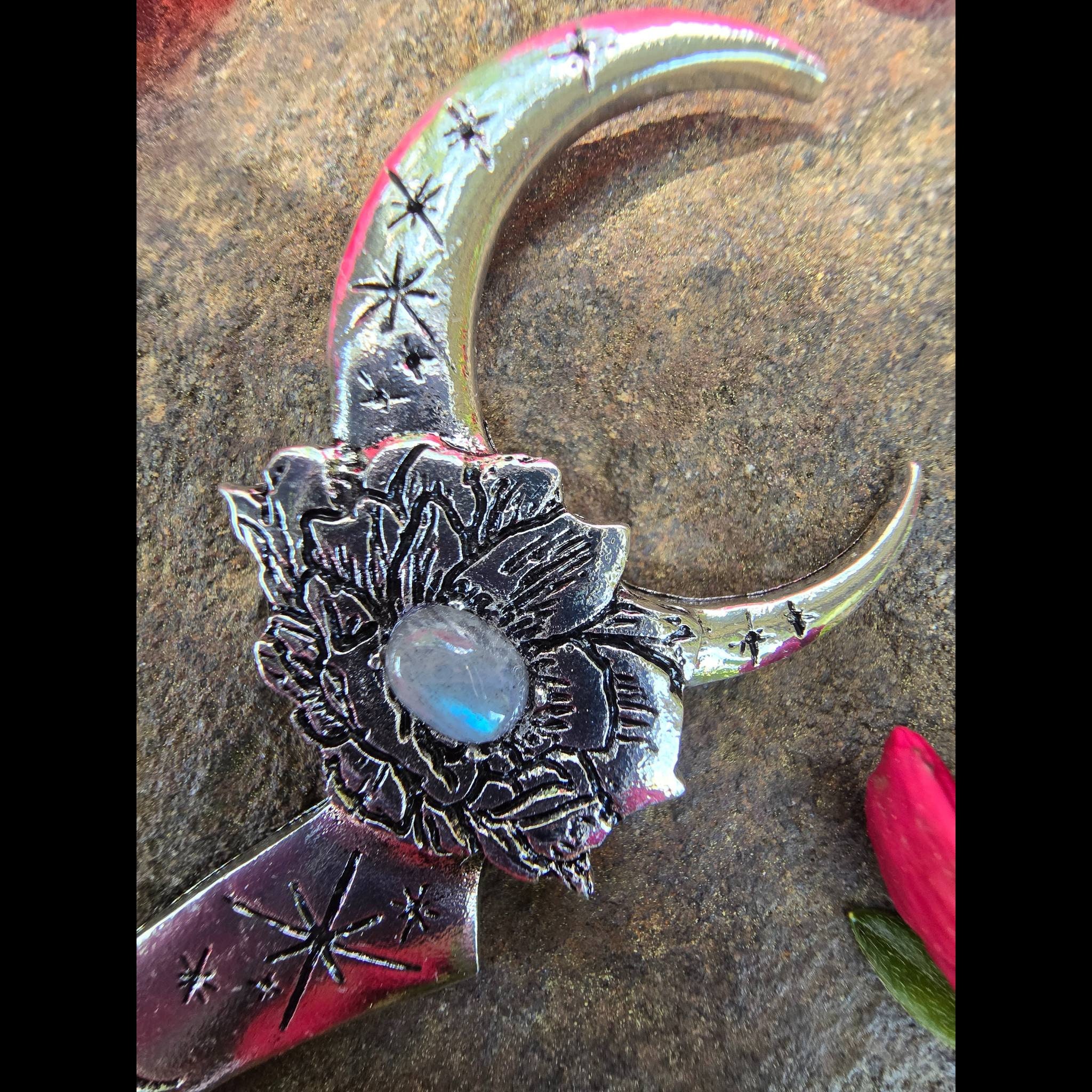 Goddess Selene Hair Dagger, Witch Athame, Witch Hair Stick, Sword Hair Stick, Gothic Hair Stick, Moon Hair Stick, Steam Punk