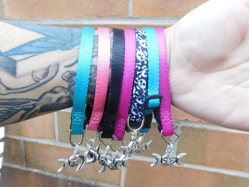 Wicca Kawaii Pink For Witch Familiar Collar Unicorn Witch Cat Collar Pet Cat Lover Pagan Cat Collar