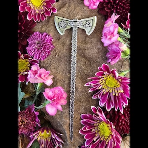 Axe Hair Stick, Viking Hair Stick, Sword Hair Stick, Celtic Hair Pin, Witchy, Pagan Hair Stick, Hair Accessory, For him, Hair stick for men