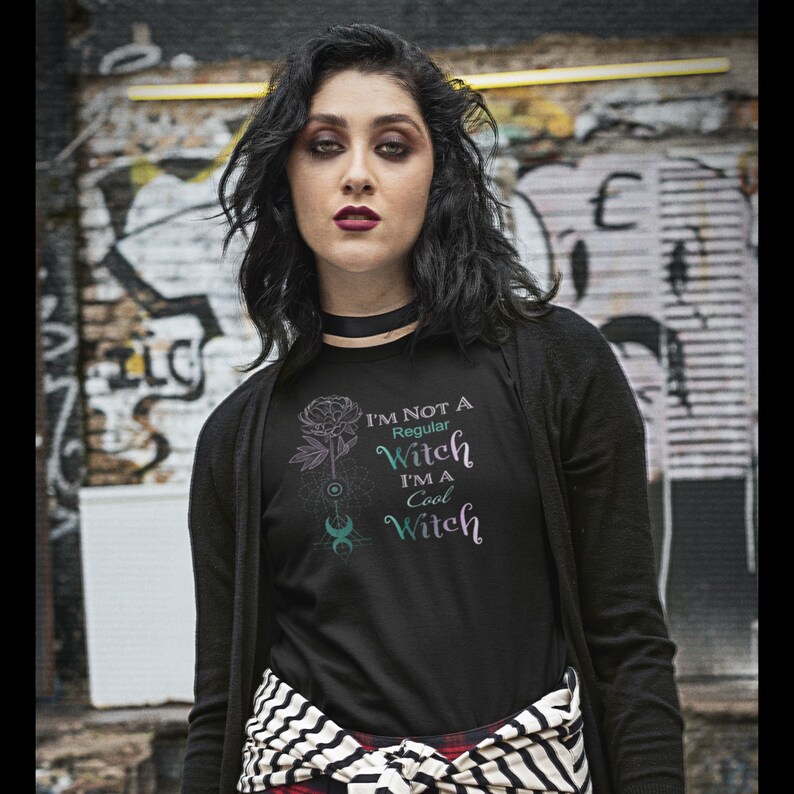 Cool Witch Graphic T-Shirt, Metaphysical Cosmic Flower Design image 2