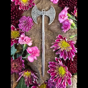 Viking Axe Hair Pin, Celtic Hair Stick, Witch Hair stick, hair stick for men, sword Hair stick, stocking stuffer, christmas gift
