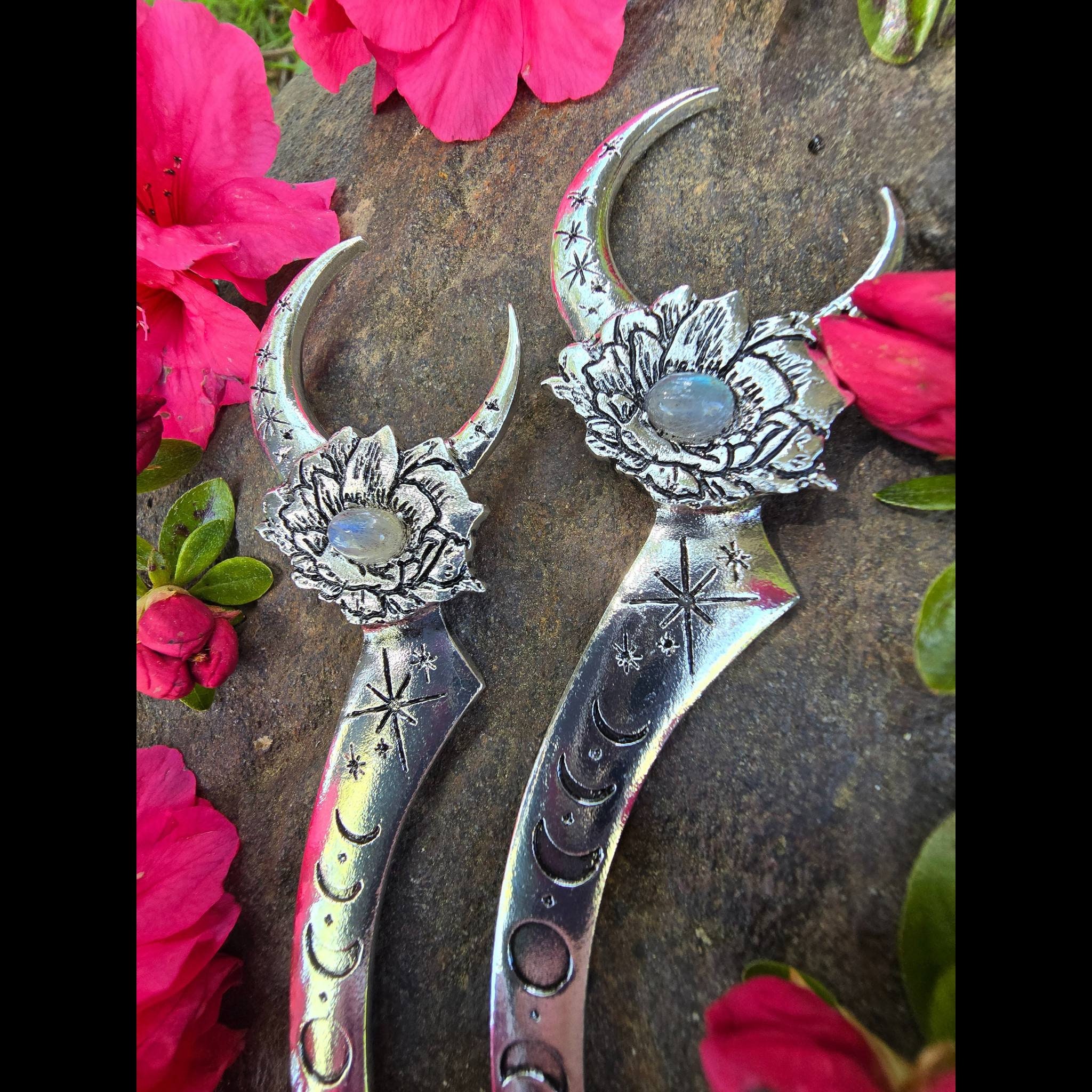 Goddess Selene Hair Dagger, Witch Athame, Witch Hair Stick, Sword Hair Stick, Gothic Hair Stick, Moon Hair Stick, Steam Punk
