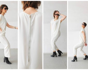 Urban Clothing, Jumpsuit Women, White Jumpsuit, Custom Jumpsuit, Summer Jumpsuit, Aesthetic Clothing, Streetwear Women, Street Wear, Romper