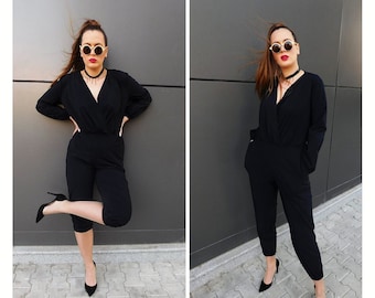 Black Jumpsuit, Jumpsuit Women, Romper, Custom Jumpsuit, Jumpsuit XL,XS,Plus Size,Urban Clothing,Custom Jumpsuit, Aesthetic Clothing