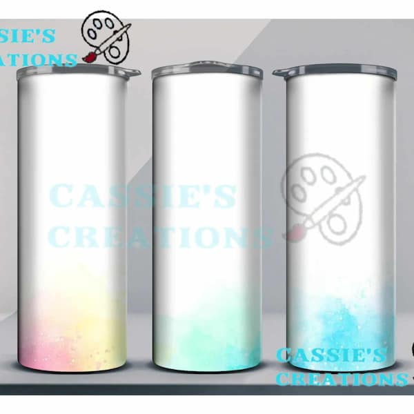 Pastel Rainbow Top or Bottom Frame Watercolor Tumbler Design Tumbler Wrap Background Straight 20oz Instant Download PNG