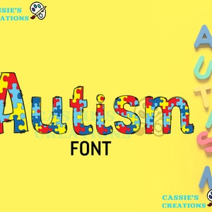 Autism Font Doodle Font Archivo transparente Haga su propio nombre Personalizable Autism Awareness Font Set PNG Descarga instantánea