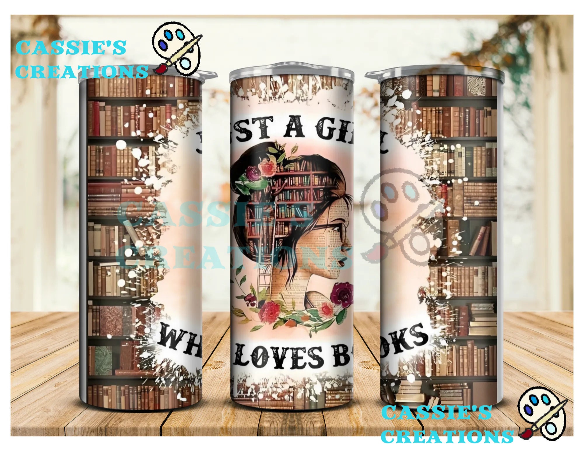 Just A Girl Who Loves Books Tumbler Design Tumbler Wrap Background ...