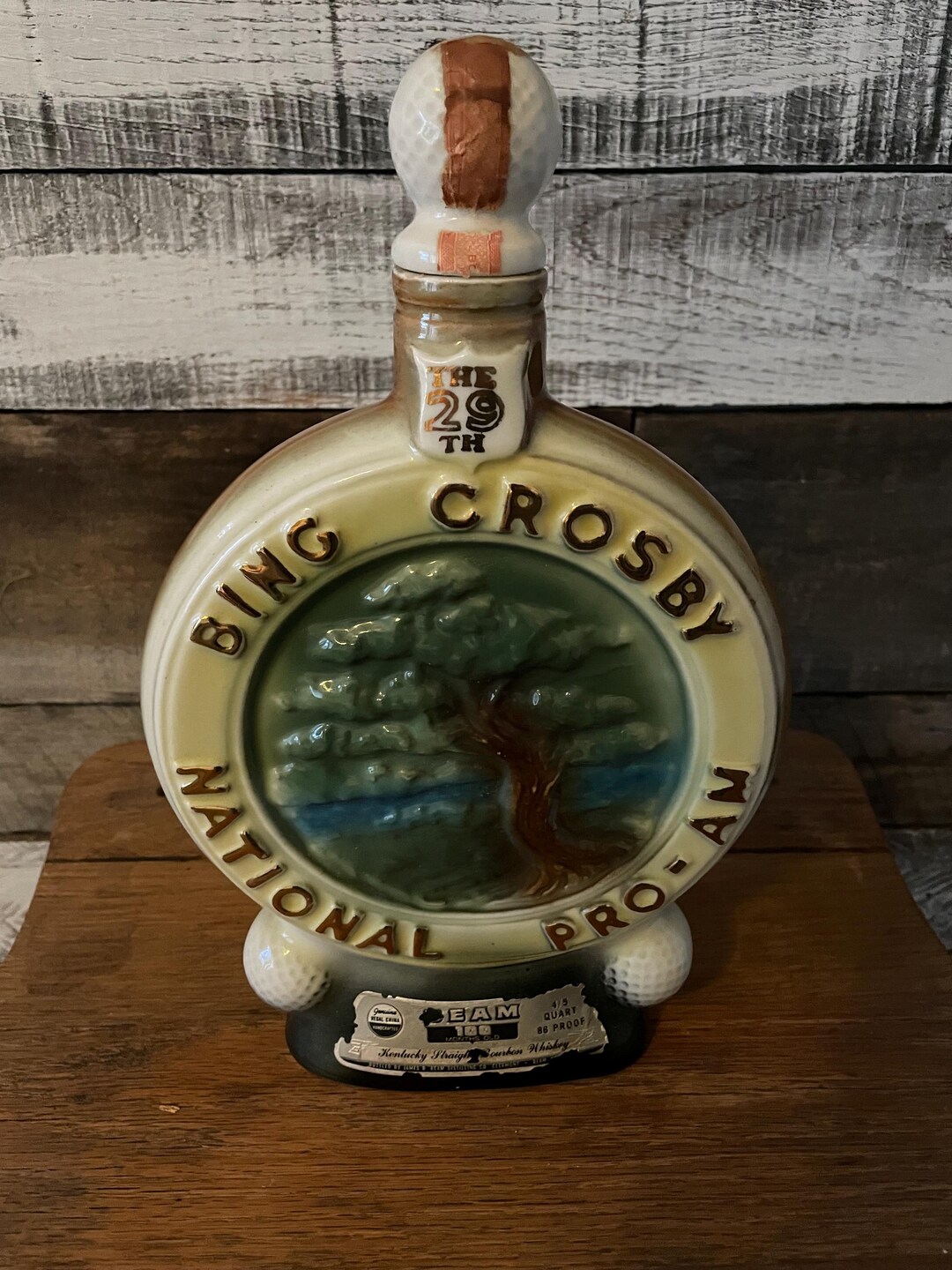 Chapeau Golf Vintage Bing's Pro-Am Pebble Beach, Bretelles, Dédicacé Bing Crosby